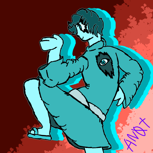 An illustration of Eddie posing. Made by AnimaDump.